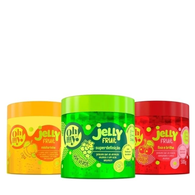 Trio Gelatinas Jelly Fruit Oh My! (3 Potes de 500g)