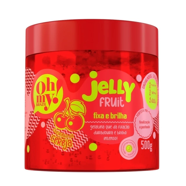 Gelatina Finalizadora Jelly Fruit Fixa e Brilha Cereja Oh My! 500g